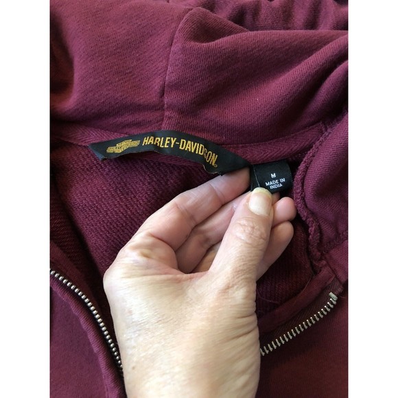Harley Davidson Women's Zip Up Hoodie Burgandy Wine Size Medium - Picture 8 of 11
